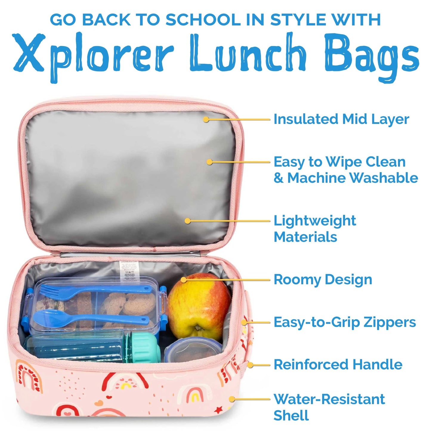 Kids Lunch Bag- Pink Rainbow