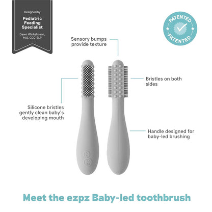 Baby-Led™ Silicone Toothbrush- Pewter