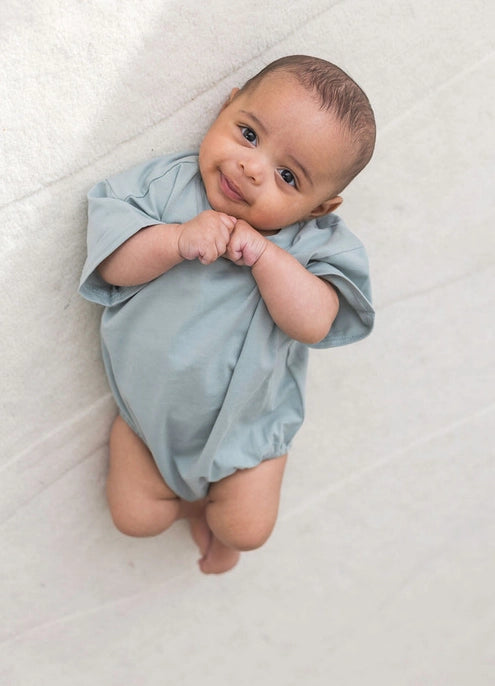 Organic Mist Short Sleeve Bubble Romper