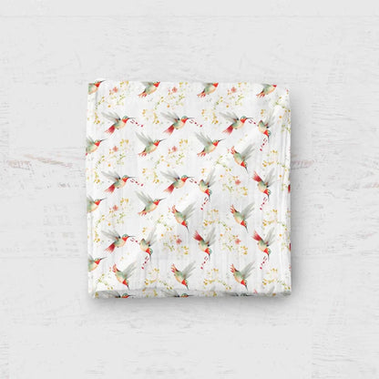Bamboo Muslin Swaddle Blanket- Hummingbirds