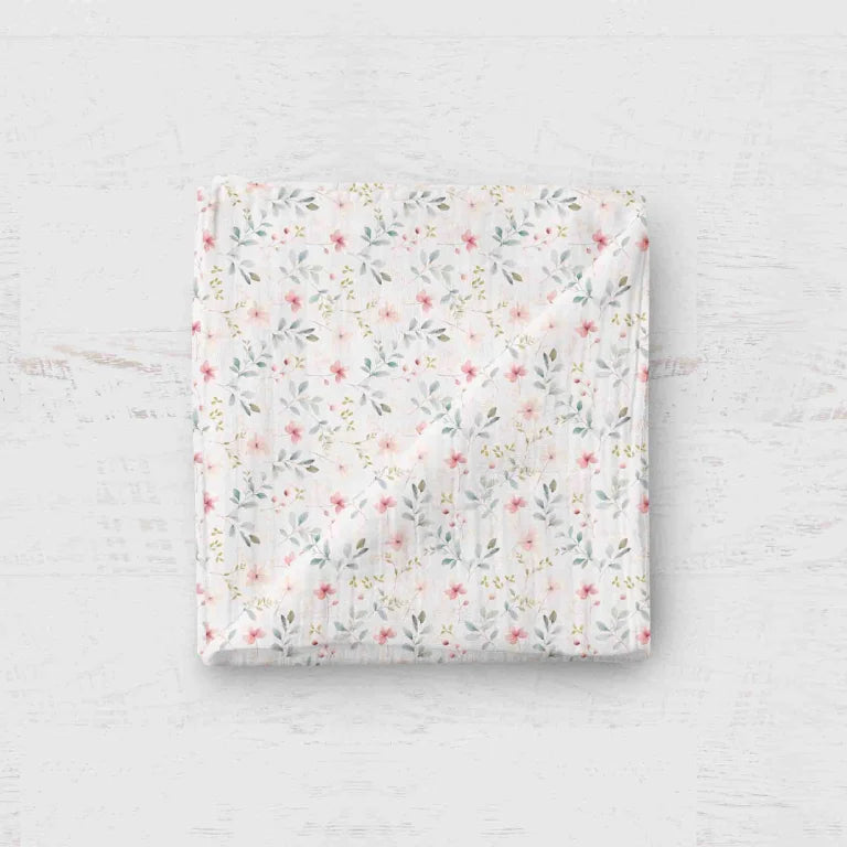 Bamboo Muslin Swaddle Blanket- Sweet Floral