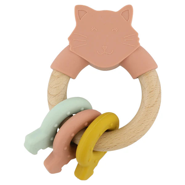 Wooden Silicone Activity Ring- Mrs. Cat