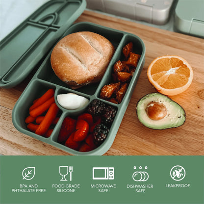 Divided Silicone Large Lunch Box- Leaf