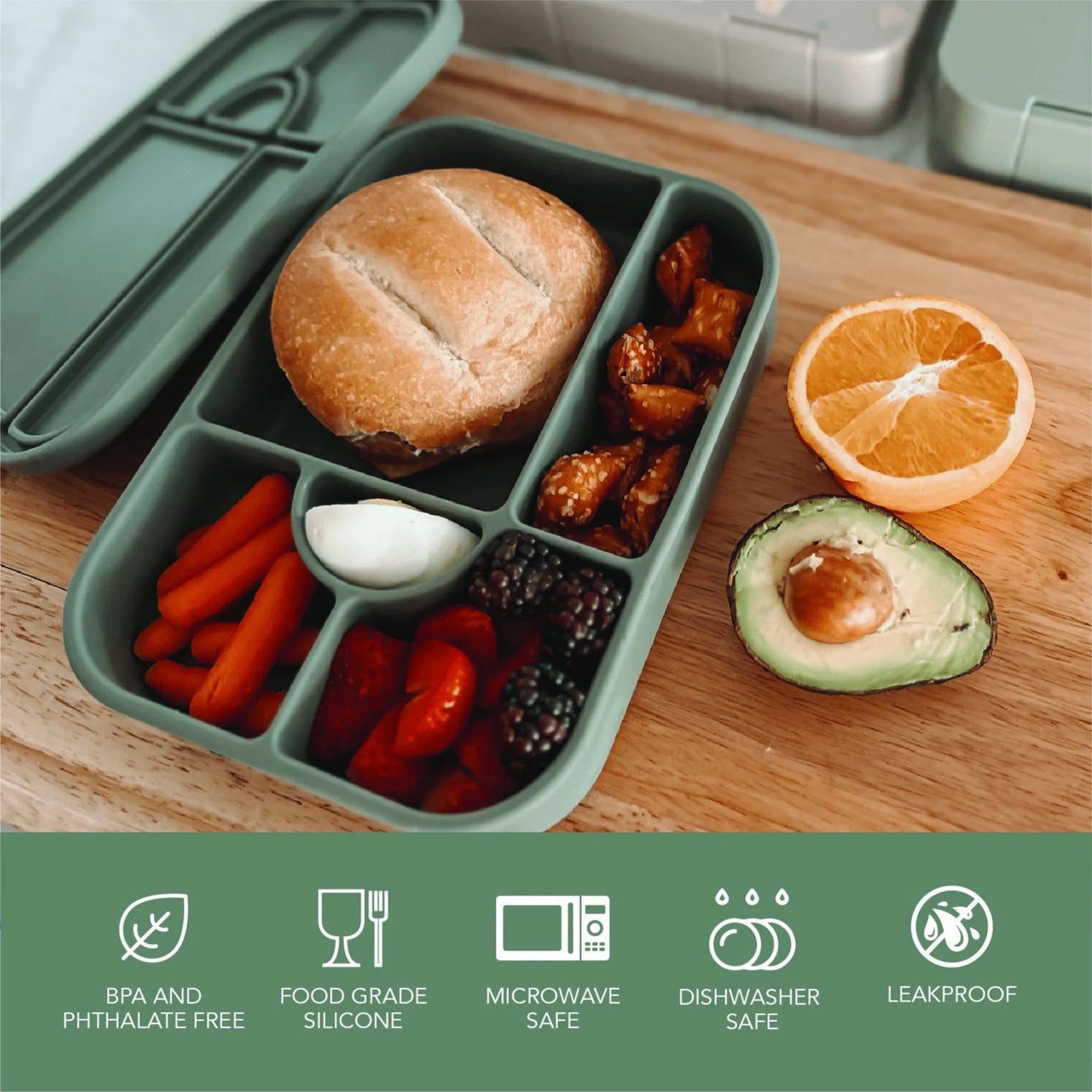 Divided Silicone Large Lunch Box- Wave