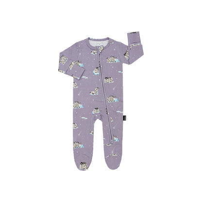 Bamboo Footed Zipper Sleeper- Penguins on Periwinkle