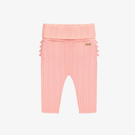 Pink Rib Knit Ruffle Baby Leggings
