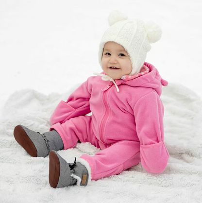 Watermelon Pink Baby Fleece Bunting Suit