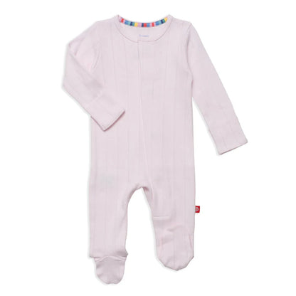 Organic Magnetic Pointelle Footie- Pink