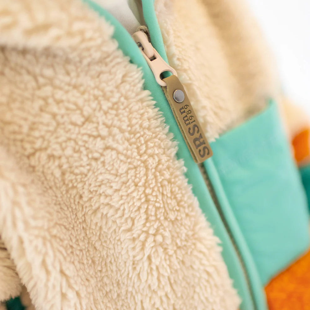 Green Colourblock Plush Baby Jacket