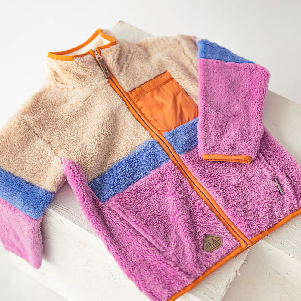 Mauve Colourblock Plush Jacket