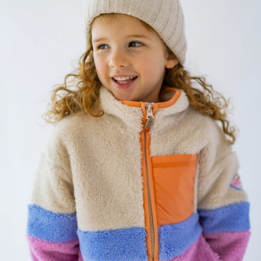 Mauve Colourblock Plush Jacket