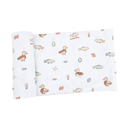 Bamboo Jersey Swaddle Blanket- Lake Cuties