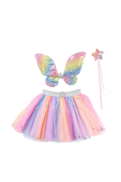 Rainbow Sequins Skirt, Wings, & Wand Set