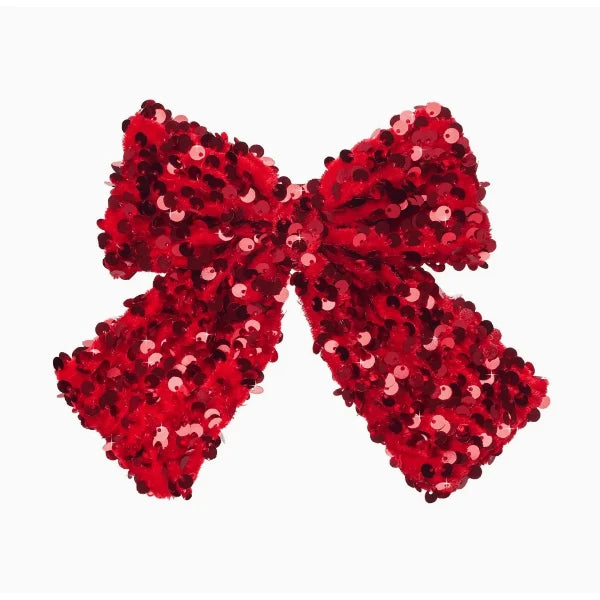 Bedazzle Sequin Bow Clip- Red