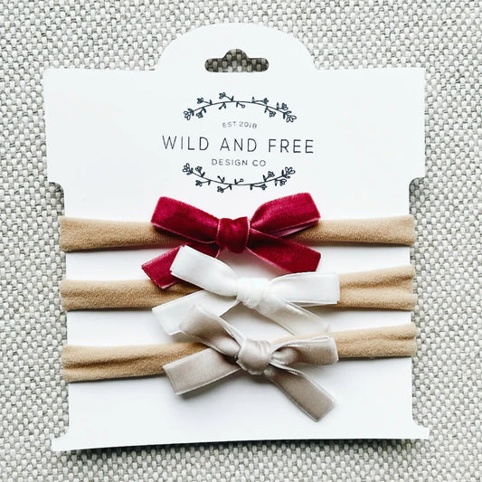 Red Velvet Bow Headband Set