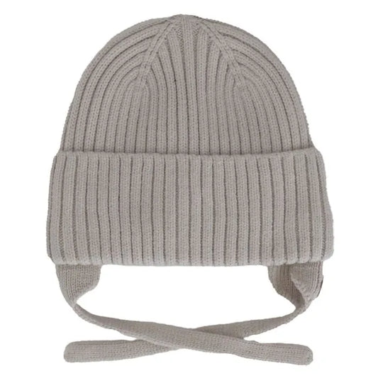 Plush-Lined Ribbed Knit Beanie- Moonbeam