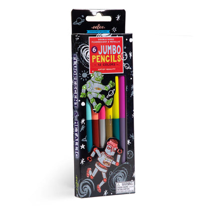 Silver Robot Jumbo Pencil Crayons