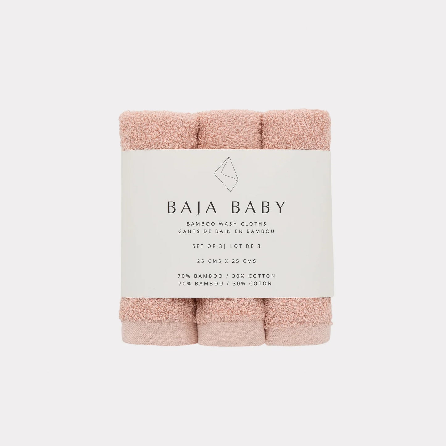 Bamboo & Cotton Washcloths 3pk.- Rose