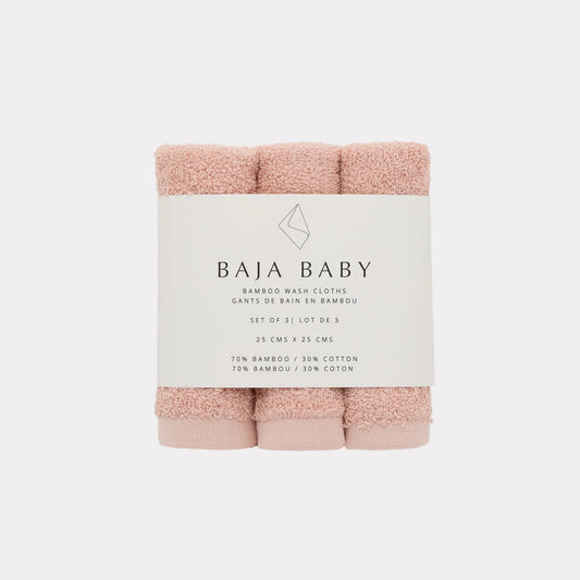 Bamboo & Cotton Washcloths 3pk.- Rose