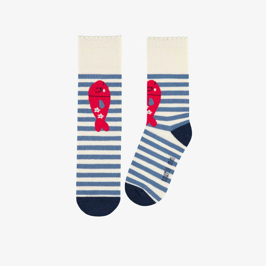 Floral Striped Fish Socks