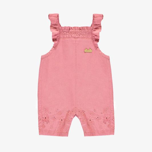 Pink Ruffle Eyelet Overalls