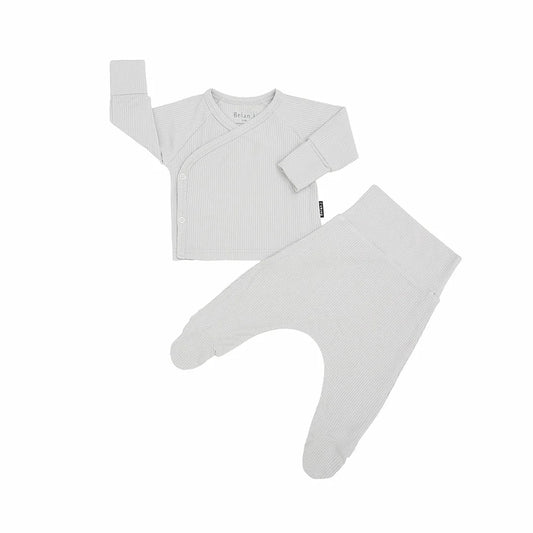 Ribbed Bamboo Take Me Home Kimono Set- Silver Cloud
