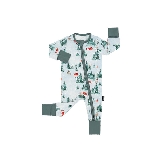 Bamboo Footless Zipper Sleeper- Sleigh Ride