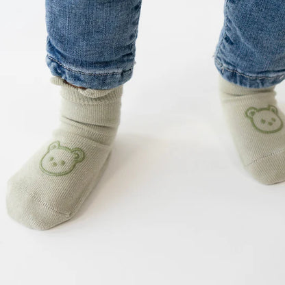 Cozy Non-Slip Socks 2pk- Sage/Beige