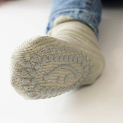 Cozy Non-Slip Socks 2pk- Sage/Beige