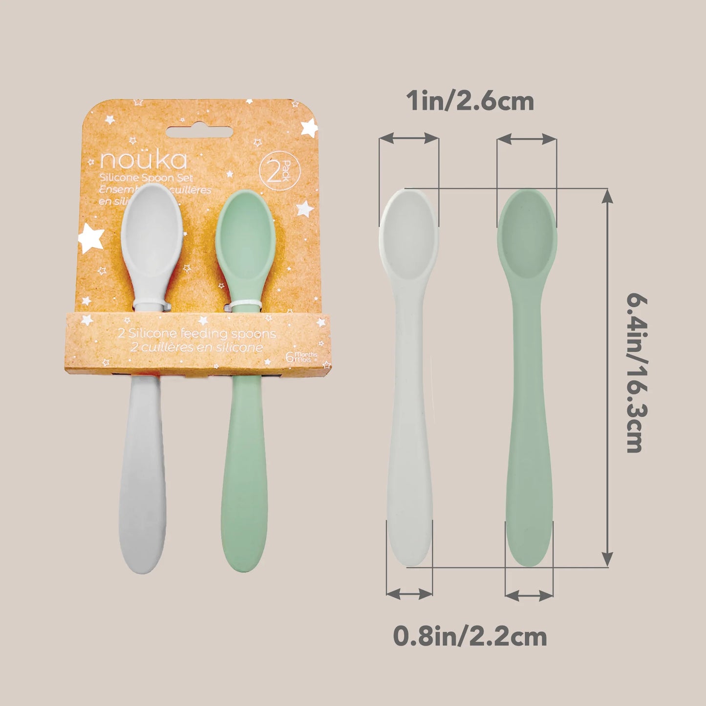 Silicone Feeding Spoon Set- Storm/Leaf