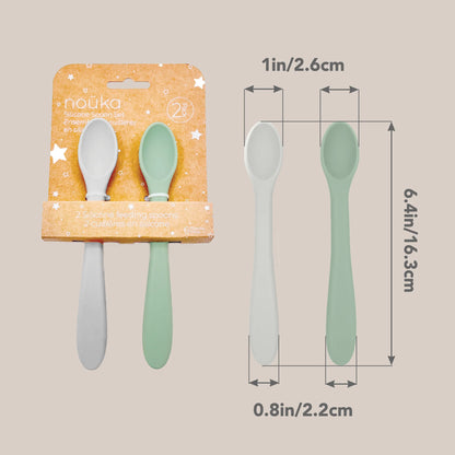 Silicone Feeding Spoon Set- Storm/Leaf
