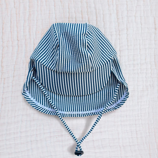Stretch Sunhat- Navy Seersucker
