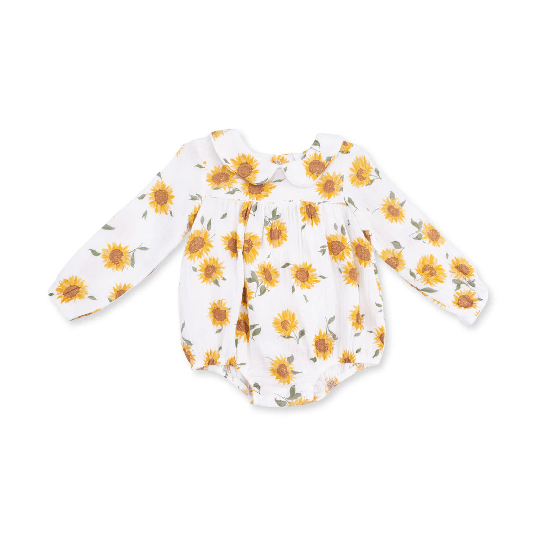Organic Cotton Muslin Bubble Romper- Baby Sunflower