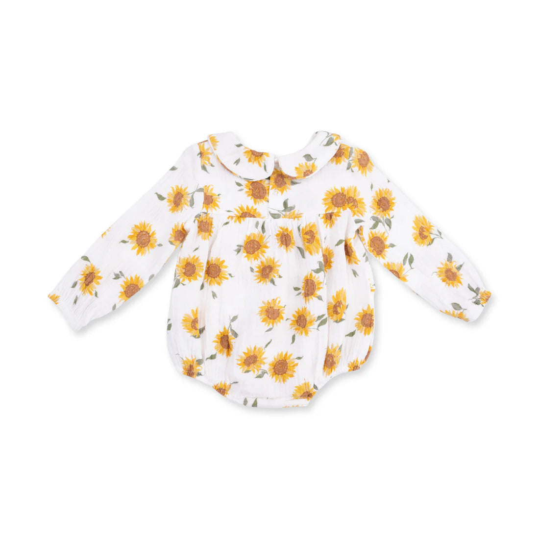Organic Cotton Muslin Bubble Romper- Baby Sunflower