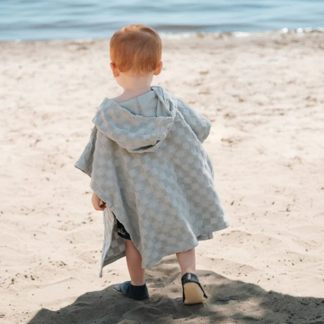 Organic Blue Checkered Beach Poncho