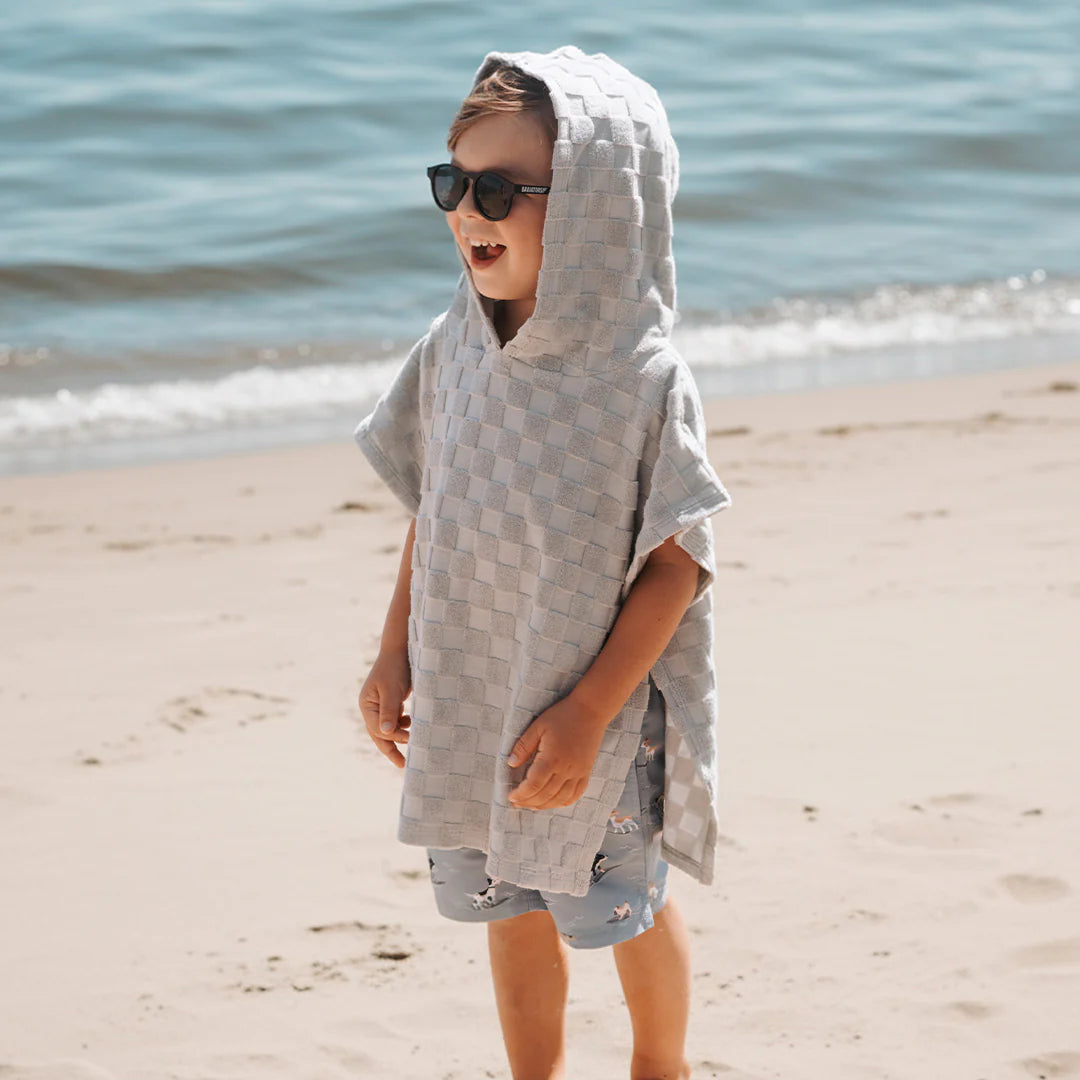 Organic Blue Checkered Beach Poncho