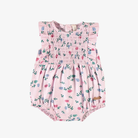 Blush Teacups Smocked Romper