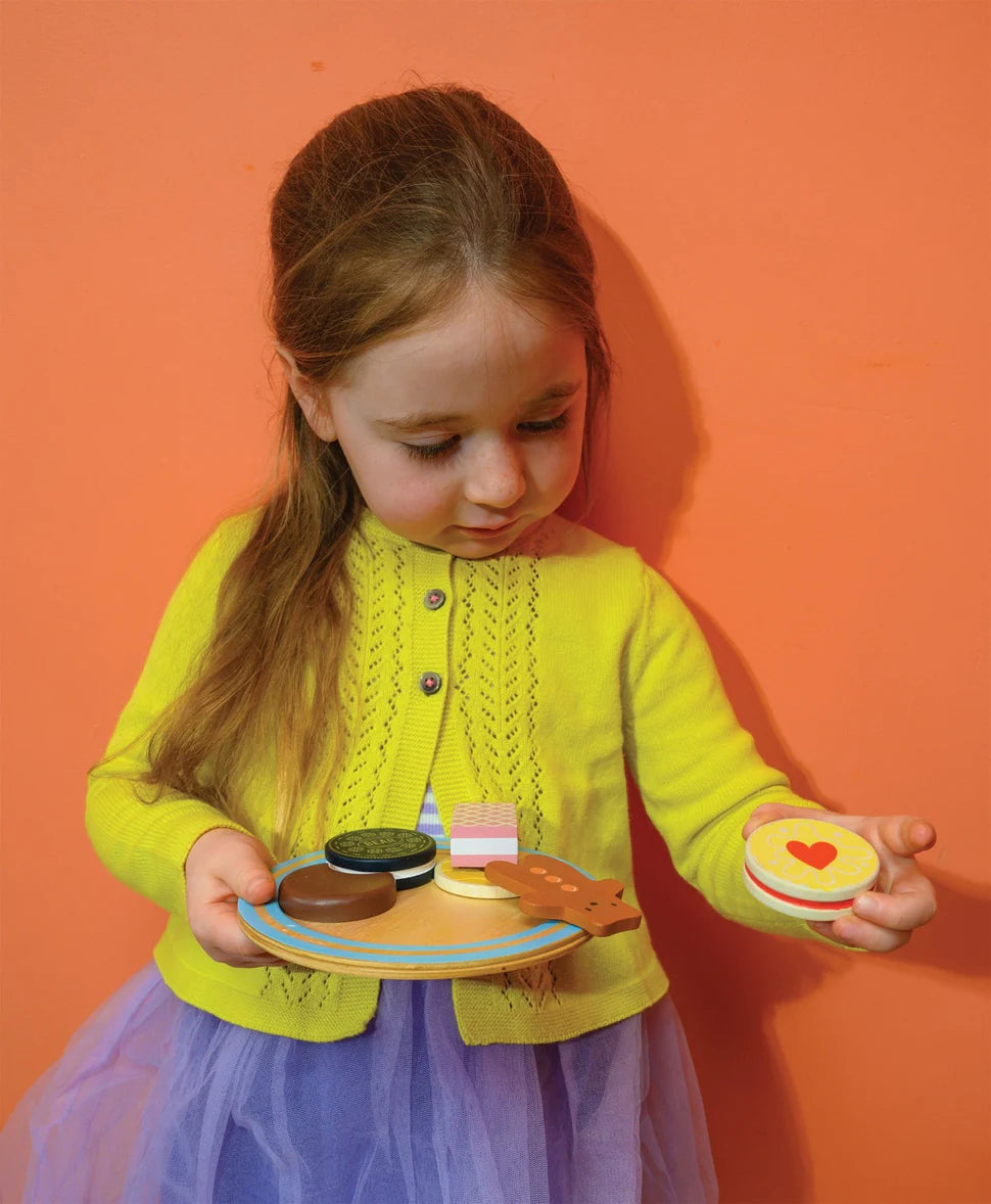 Teatime Wooden Biscuit Plate