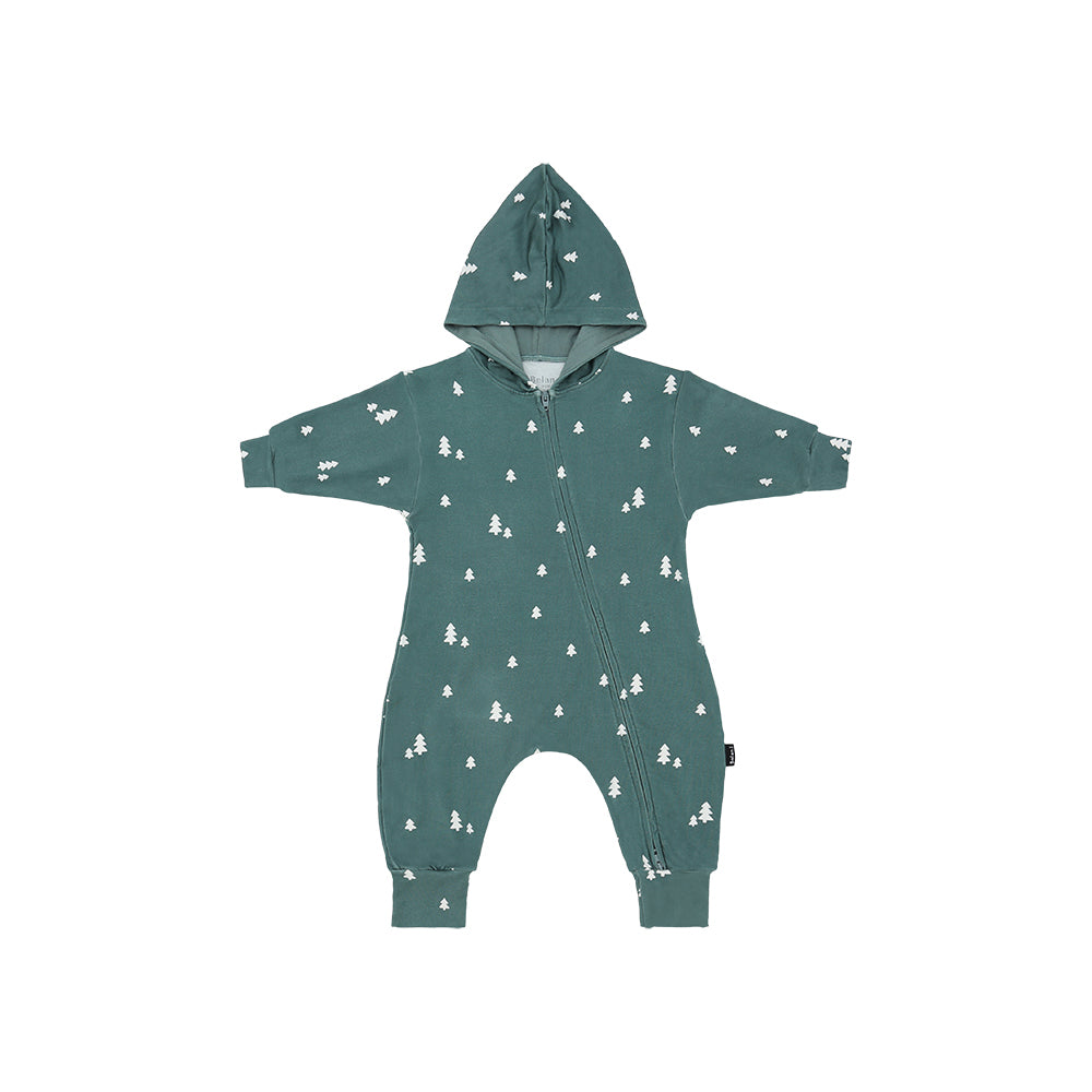 Bamboo Baggy Hoodie Zipper Jumpsuit- Tiny Trees