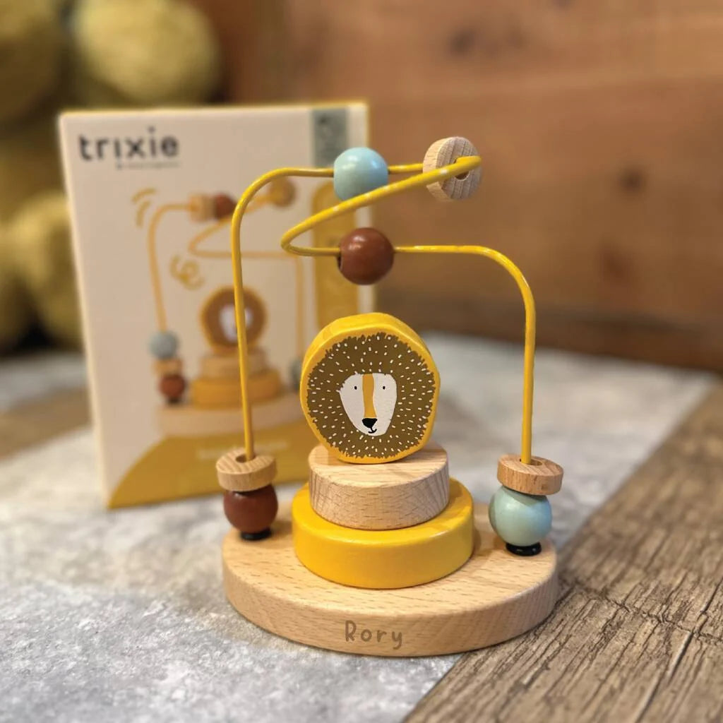 Wooden Bead Maze and Stacker- Mr. Lion