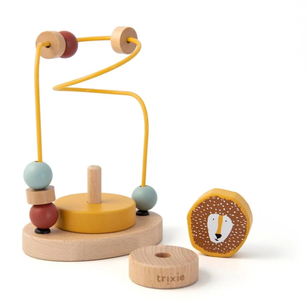 Wooden Bead Maze and Stacker- Mr. Lion