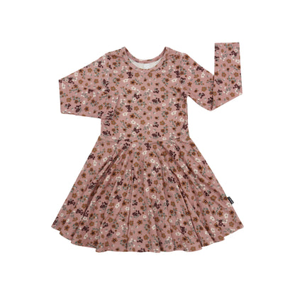 Bamboo Long Sleeve Twirl Dress- Velvet Garden