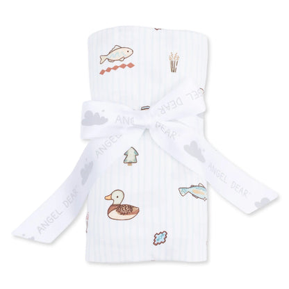 Bamboo Jersey Swaddle Blanket- Lake Cuties