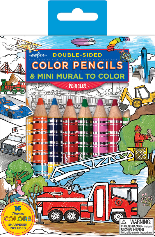 Vehicles Mini Colouring Mural + Pencil Crayons