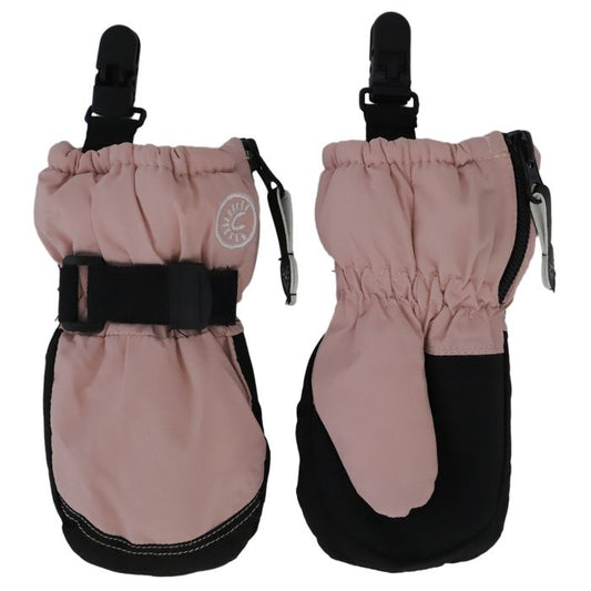 Short Cuff Winter Mitts with Clip- Rose