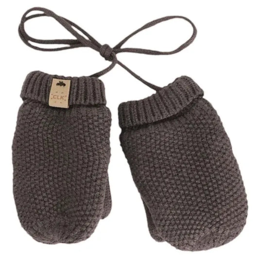 Plush-Lined Corded Knit Mittens- Morel