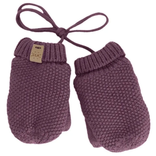 Plush-Lined Corded Knit Mittens- Orchid