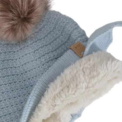 Plush-Lined Pom Knit Beanie- Morel