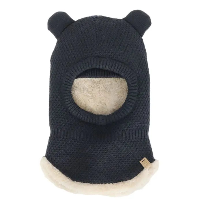 Plush-Lined Knit Balaclava- Black Ink