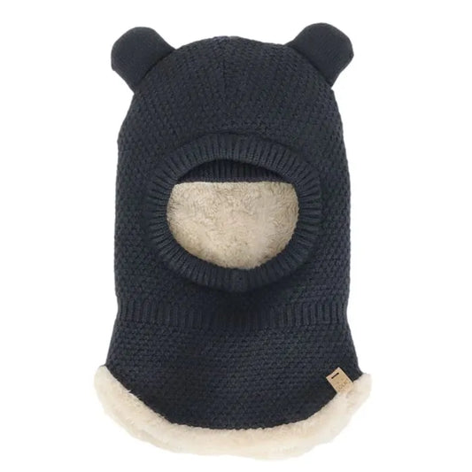 Plush-Lined Knit Balaclava- Black Ink